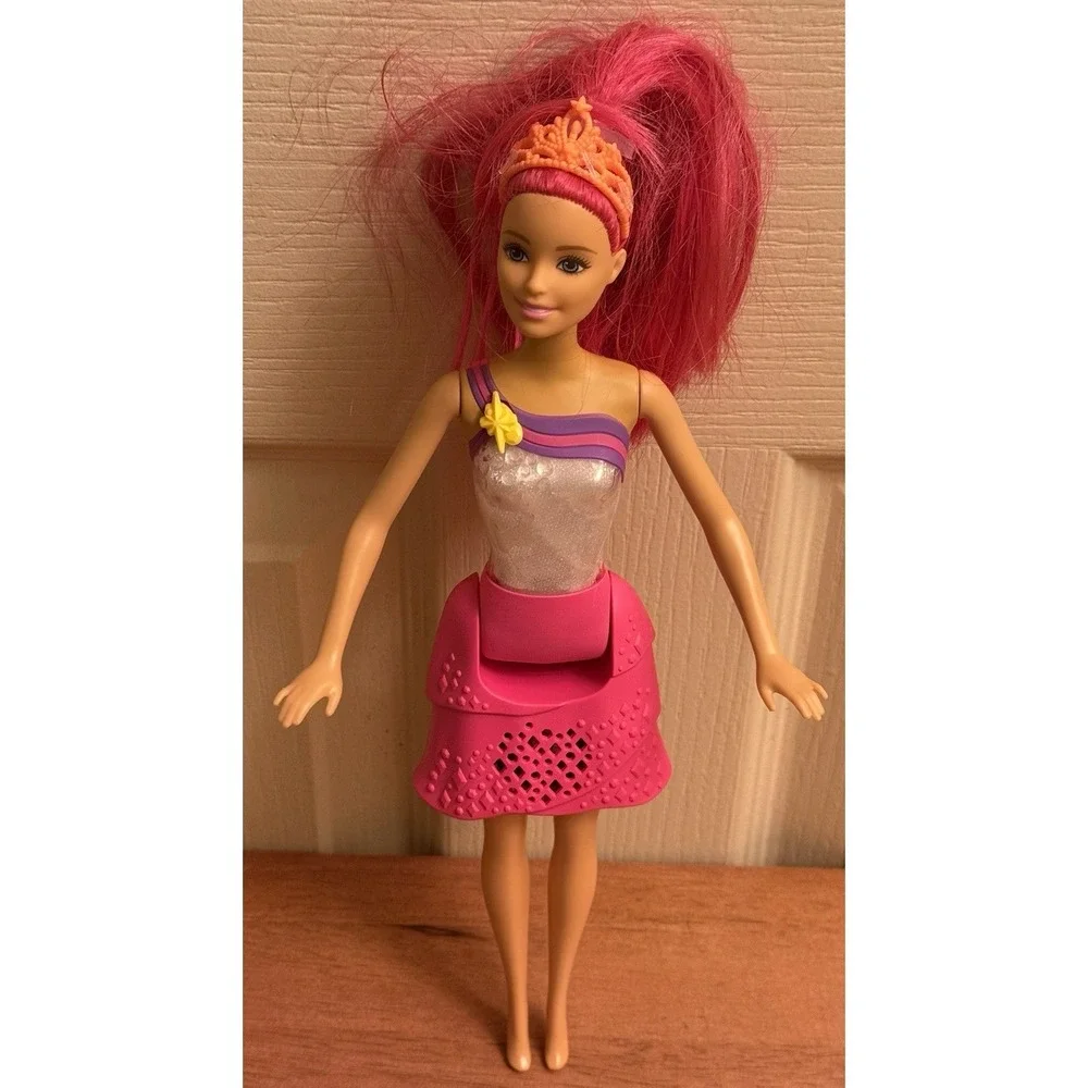 Barbie‎ 2015 Dreamtopia Rainbow Cove Light-Up Show Princess Doll Pink Hair Works